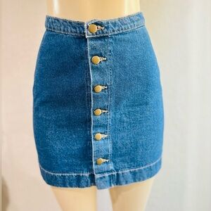 American Apparel Button Front A-Line Mini Skirt Dark Wash Denim size small